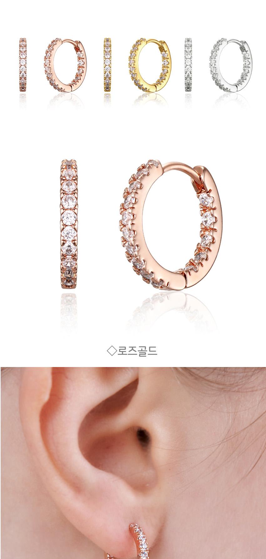 14K GF 라운드 스톤 귀걸이 ELGPEE570 상세 이미지 3