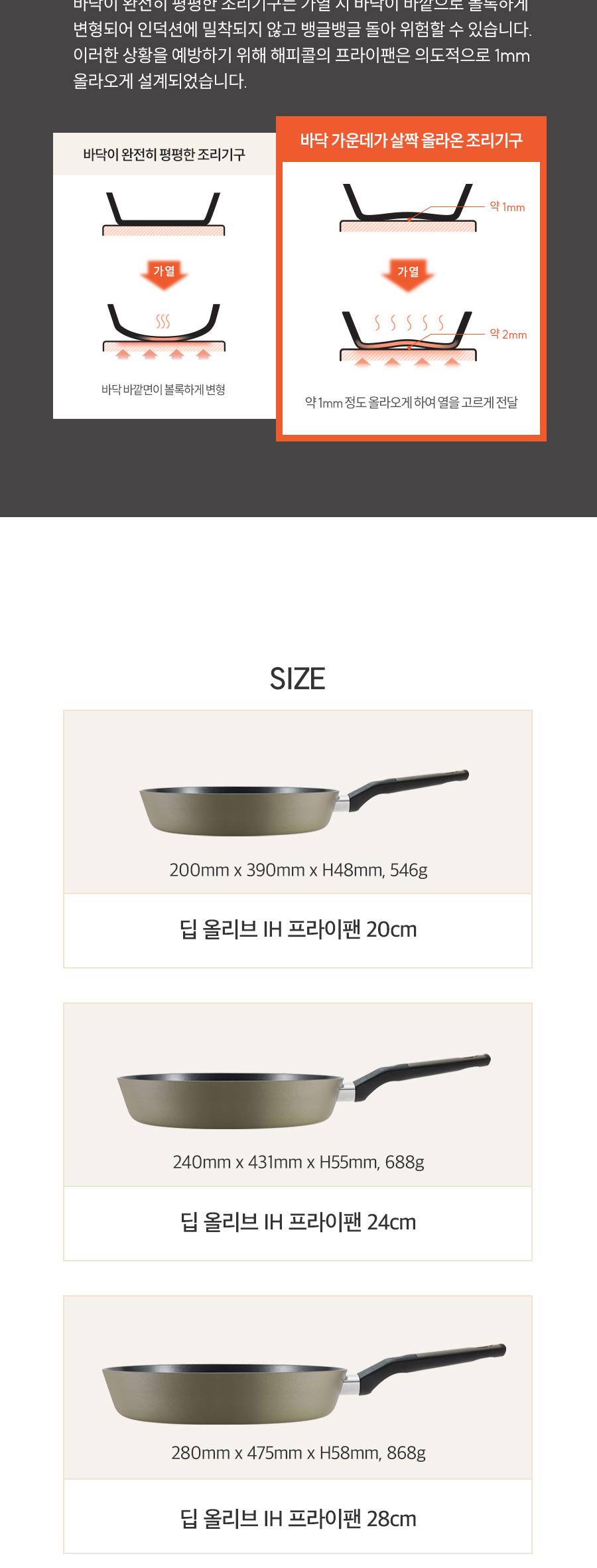 [해피콜] 딥 올리브 IH 프라이팬 2종C (28후,28궁) 상세 이미지 8