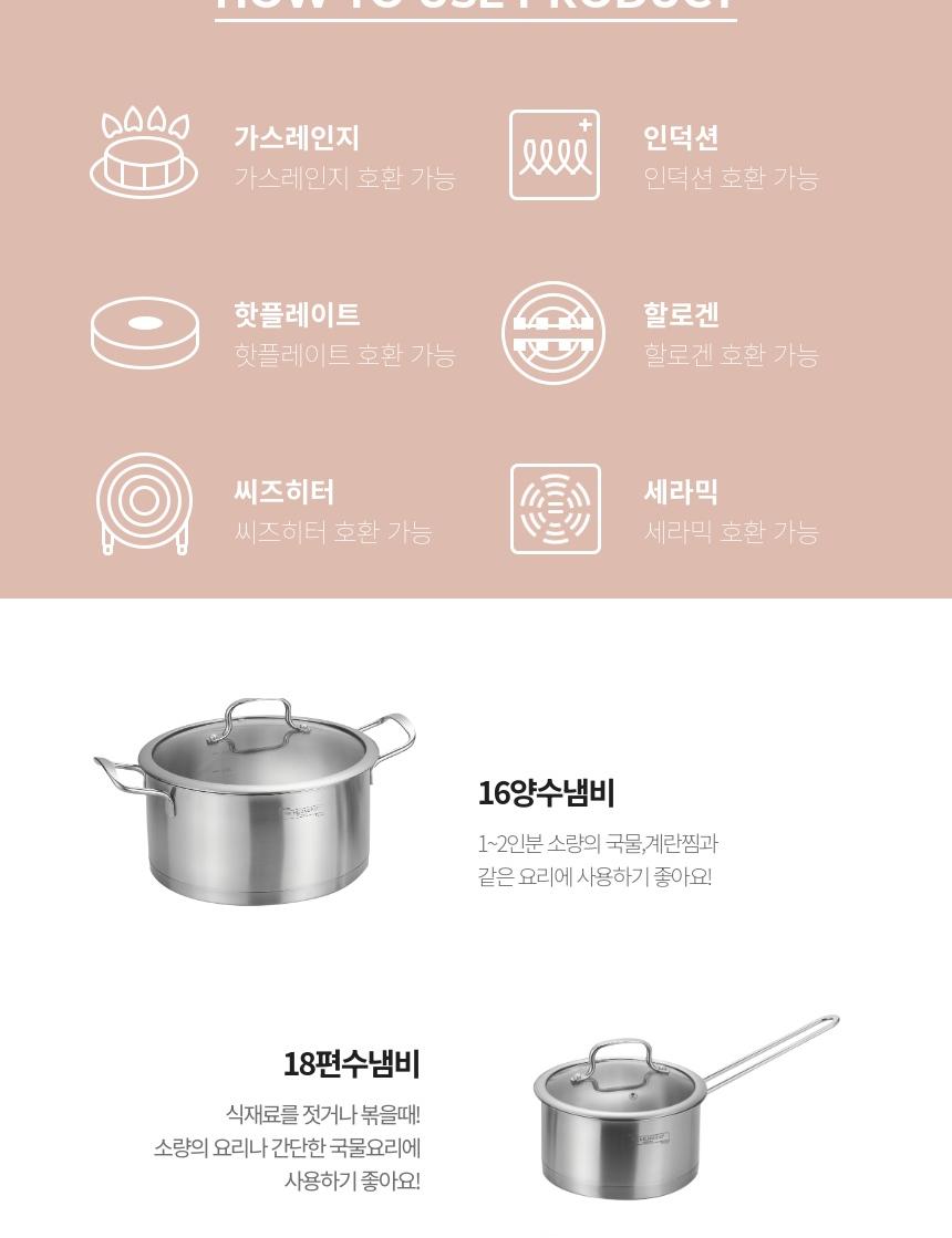 미켈란젤로 IH오펜하임 GL Pro 스텐냄비 3종(인덕션가능) 상세 이미지 3