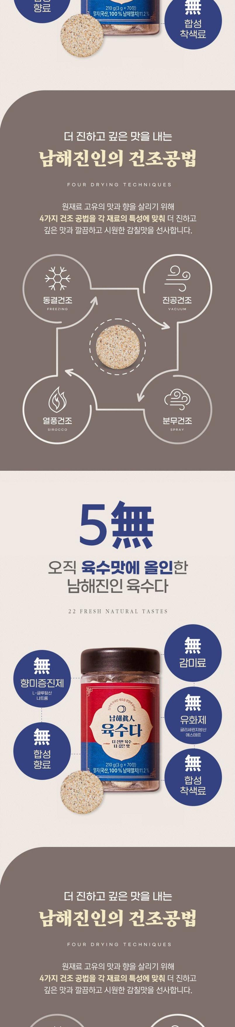 [남해진인] 육수다 국산 천연조미료  리필형 파우치 3g x 50포 상세 이미지 6