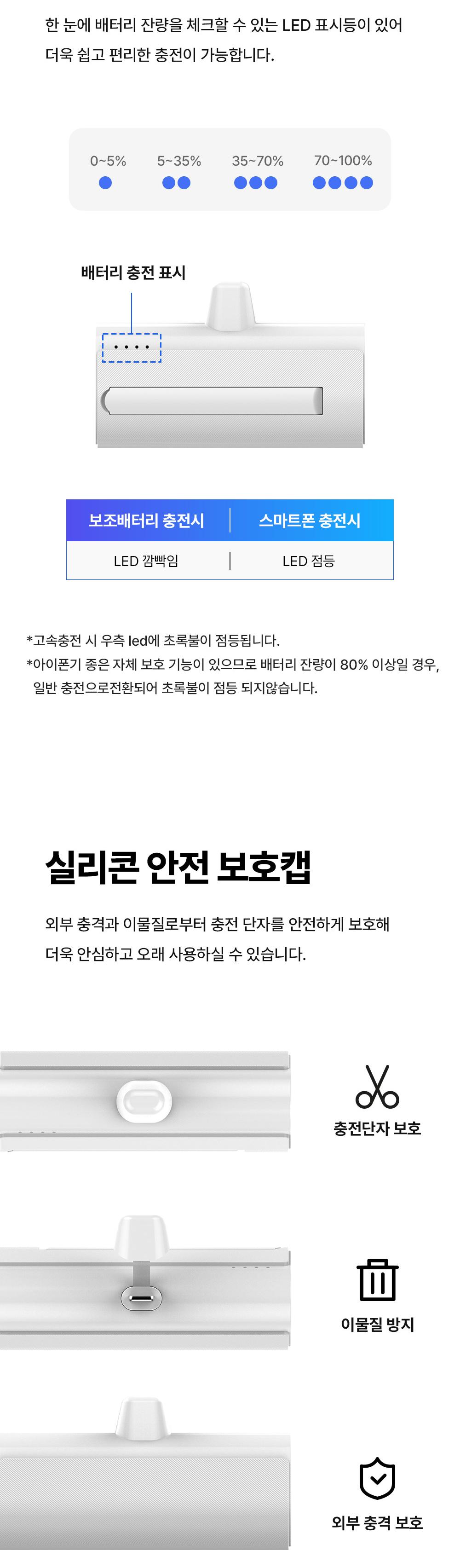 [에스모도] 850 20W 고속충전 도킹형 보조배터리 (5,000mAh / 8핀)  SMODO-850 상세 이미지 7