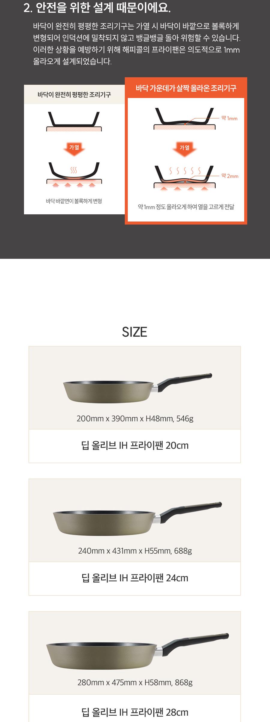 [해피콜] 딥 올리브 IH 프라이팬 4종B (24후,28후,28궁,28유리) 상세 이미지 8