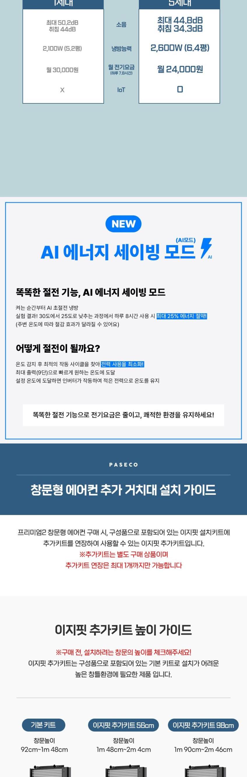 파세코 창문형 에어컨 프리미엄2 PWA-3500PB 상세 이미지 3