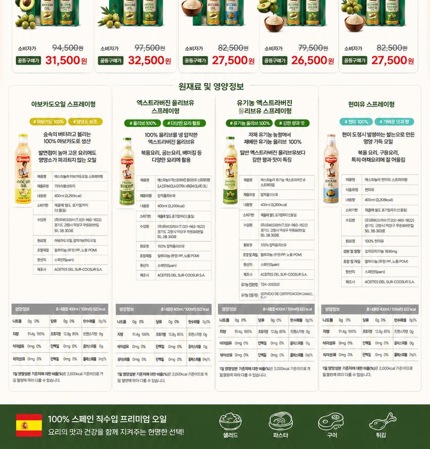 에스파뇰라 스프레이400ml 2종(올리브,현미) 상세 이미지 3