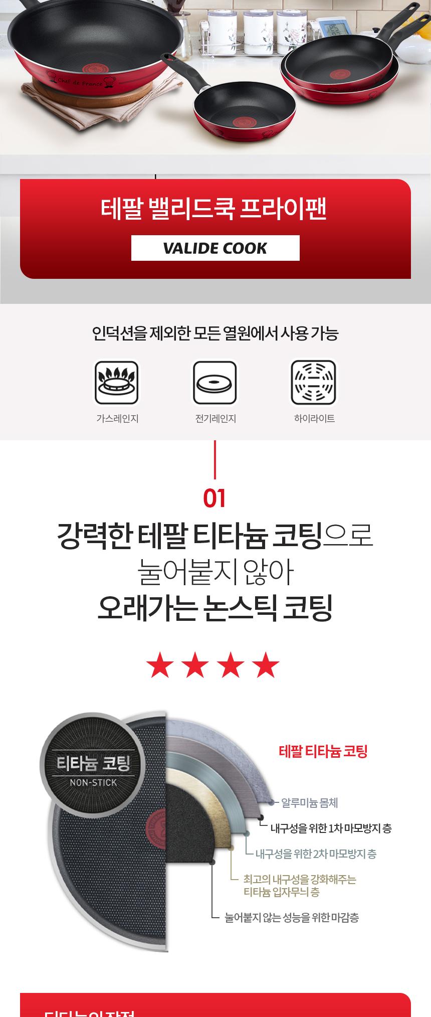 [테팔] 밸리드쿡 티타늄 프라이팬 20+28cm 상세 이미지 3