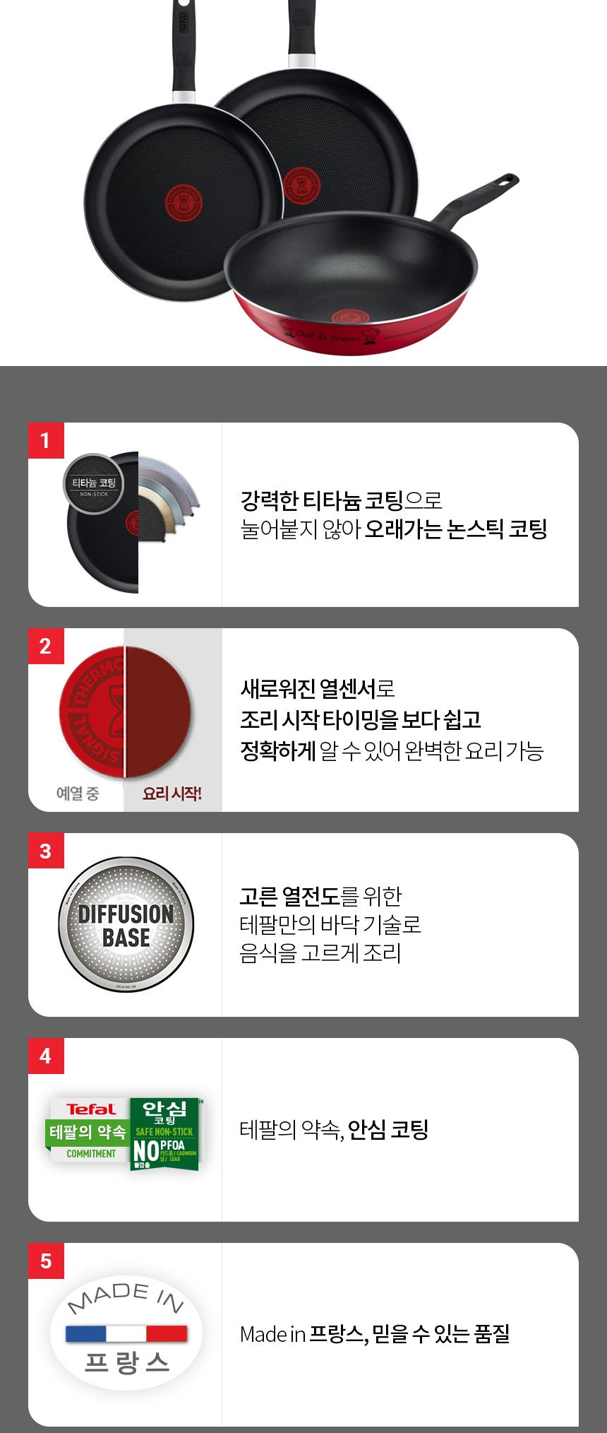 [테팔] 밸리드쿡 티타늄 프라이팬 26+30+멀티팬 28cm 상세 이미지 8