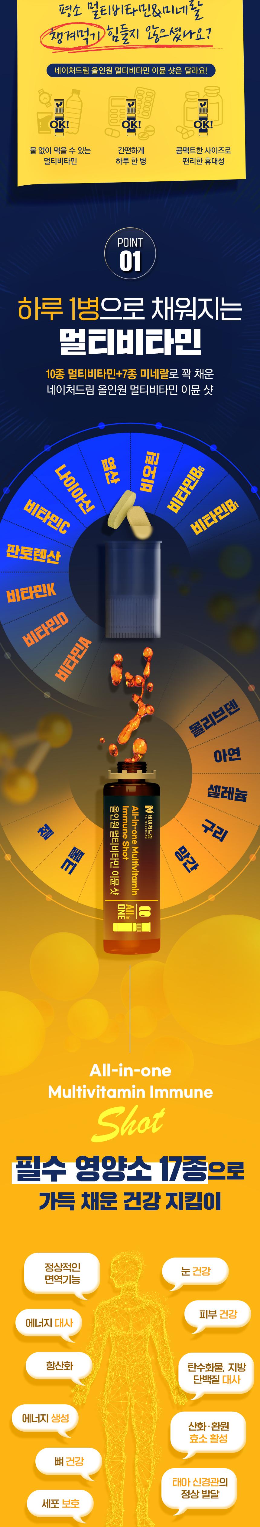 네이처드림 올인원 바이탈
멀티비타민 샷
(20g 1병+정제 450mg x 2) 4병 상세 이미지 4