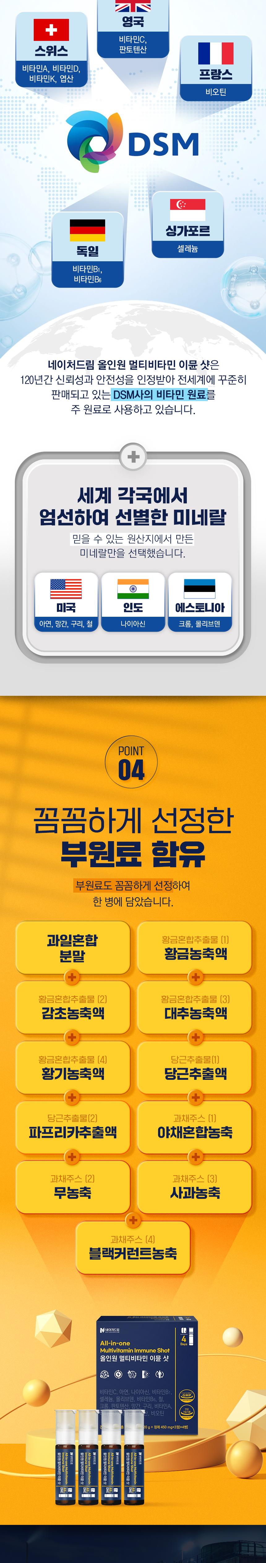 네이처드림 올인원 바이탈
멀티비타민 샷
(20g 1병+정제 450mg x 2) 4병 상세 이미지 7